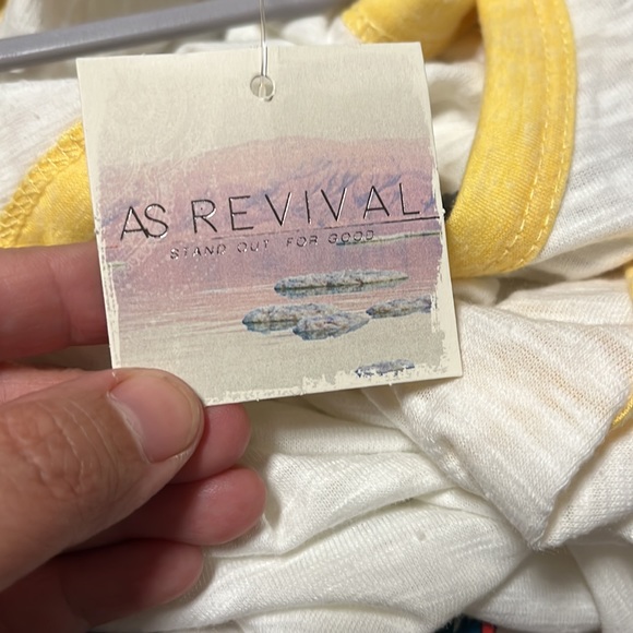 AS Revival (Stand Out For Good) Cinched Sides White/Yellow Tank Top - Picture 6 of 6